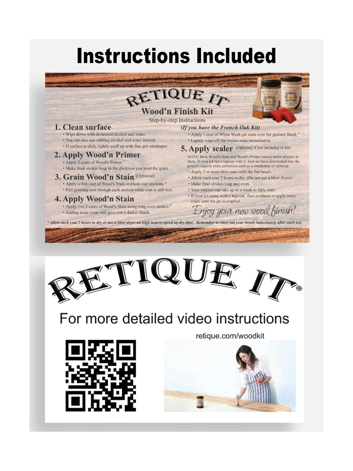 Retique It Muli-Purpose Wood Finish Kit – GO Beyond Faux Wood with Paintable …