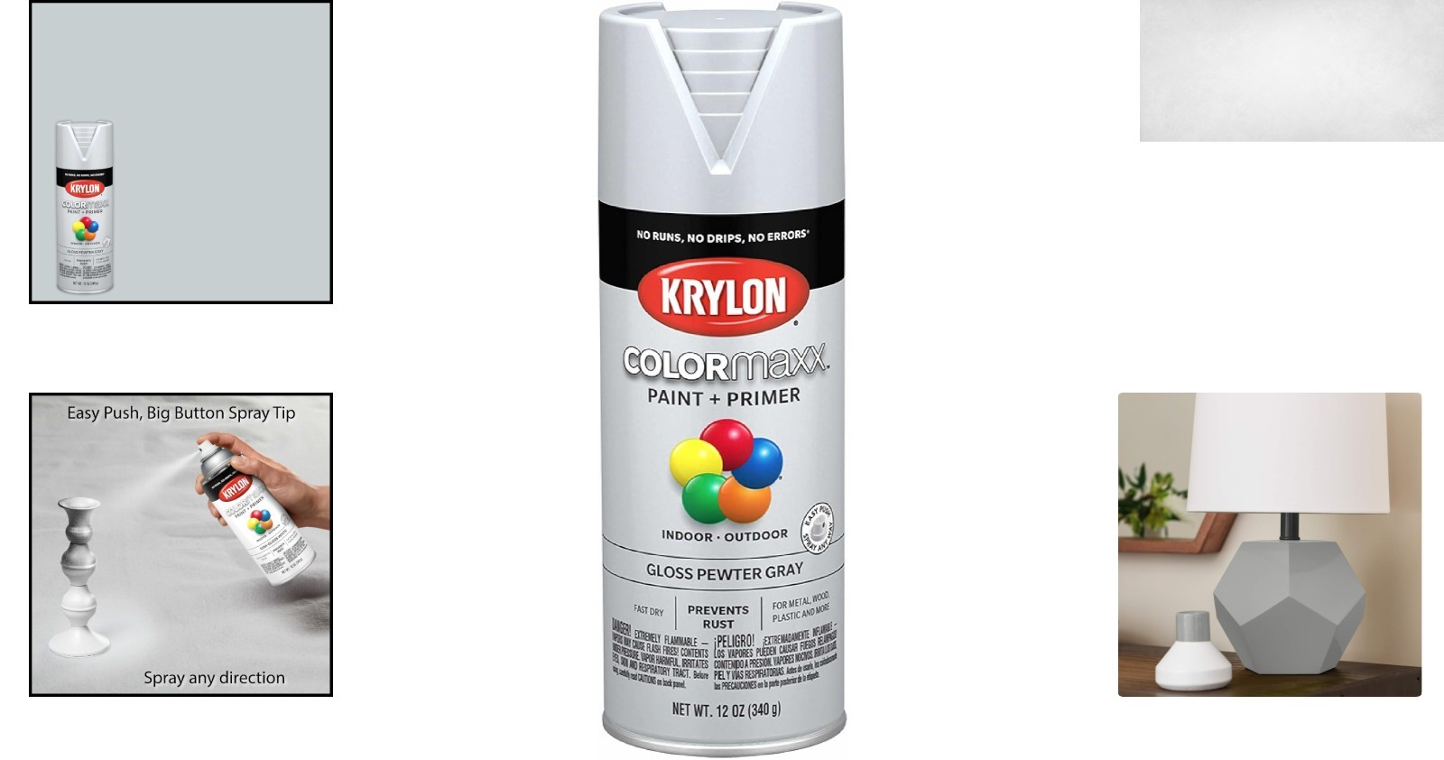 COLORmaxx Gloss Pewter Gray Spray Paint & Primer – 12 oz for Versatile Projects