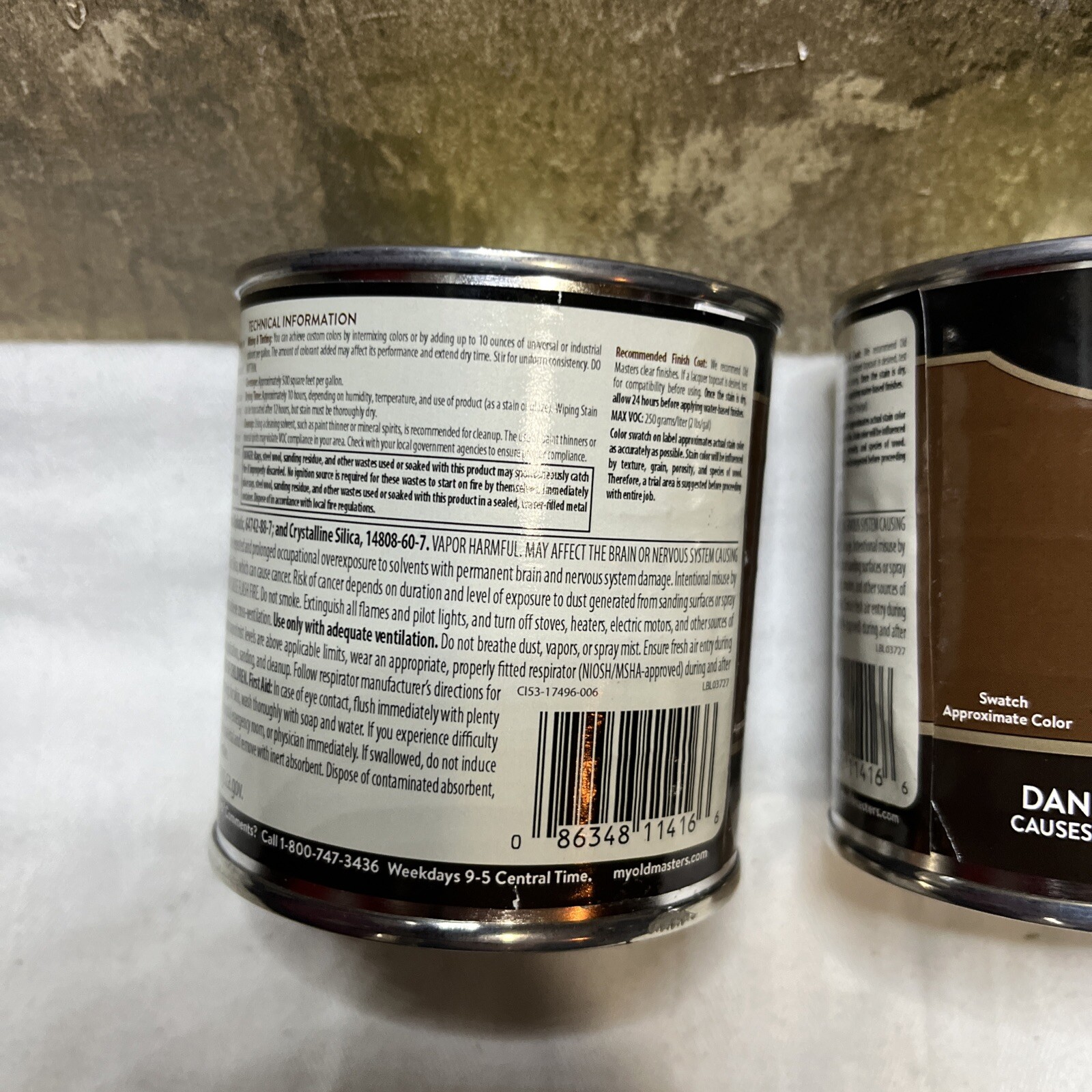 Lot Of 2 Old Masters 11416 Oil Based Wiping Stain, 0.5 pt Can, Red Mahogany