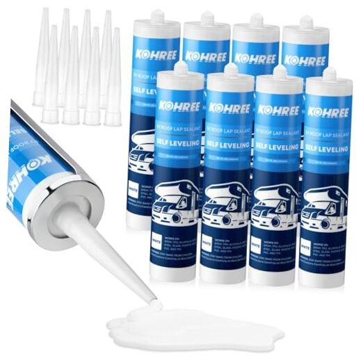 RV Roof Sealant Pack, Self-Leveling Lap Sealant White, RV Caulking Exterior 8