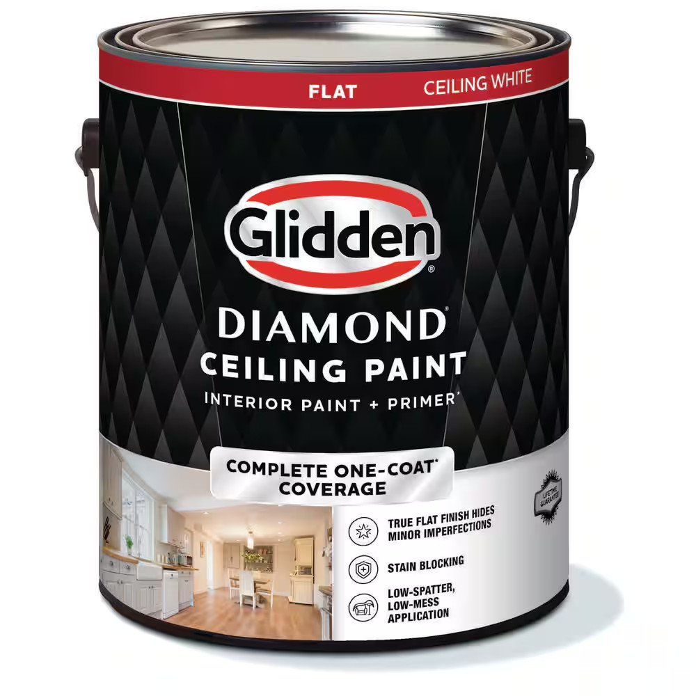 1 Gal. White Flat Interior One-Coat Ceiling Paint with Primer
