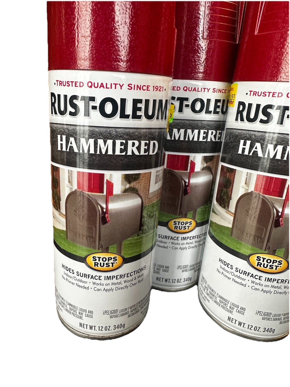 3 NEW Rust-Oleum Hammered Bright Red Spray Paint Rustoleum Discontinued & RARE