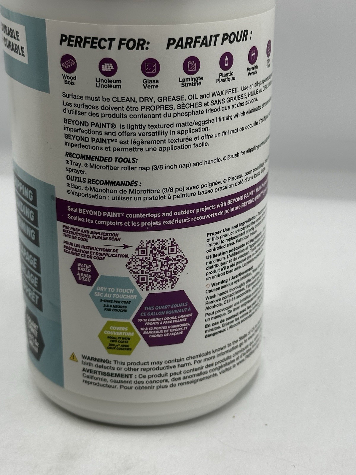 Beyond Paint All-In-One Bright White Cabinet Furniture Paint Quart 32oz