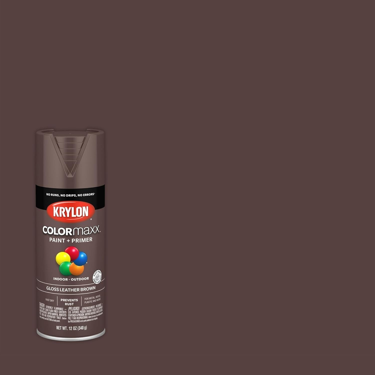 Versatile 12oz Gloss Spray Paint & Primer – Leather Brown for Indoor/Outdoor Use