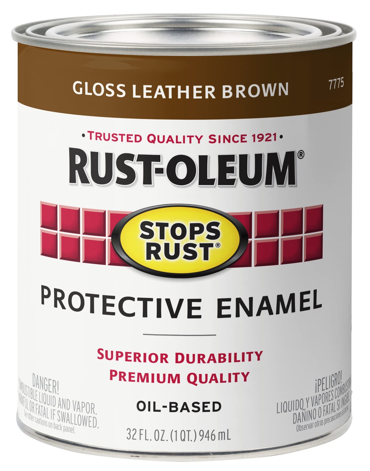 Rust-Oleum Stops Rust Brush On Paint Gloss Leather Brown Quart