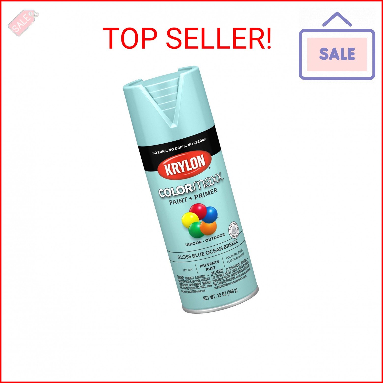 Krylon ColorMaxx 12 Oz. Gloss Spray Paint, Blue Ocean Breeze – 1 Each