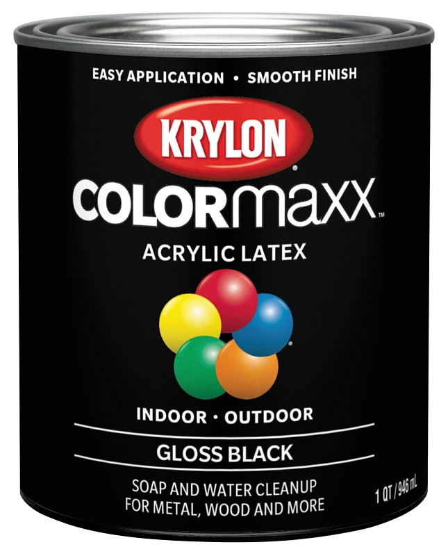 Krylon K05617007 Colormaxx Brush On Paint, Quart, Black