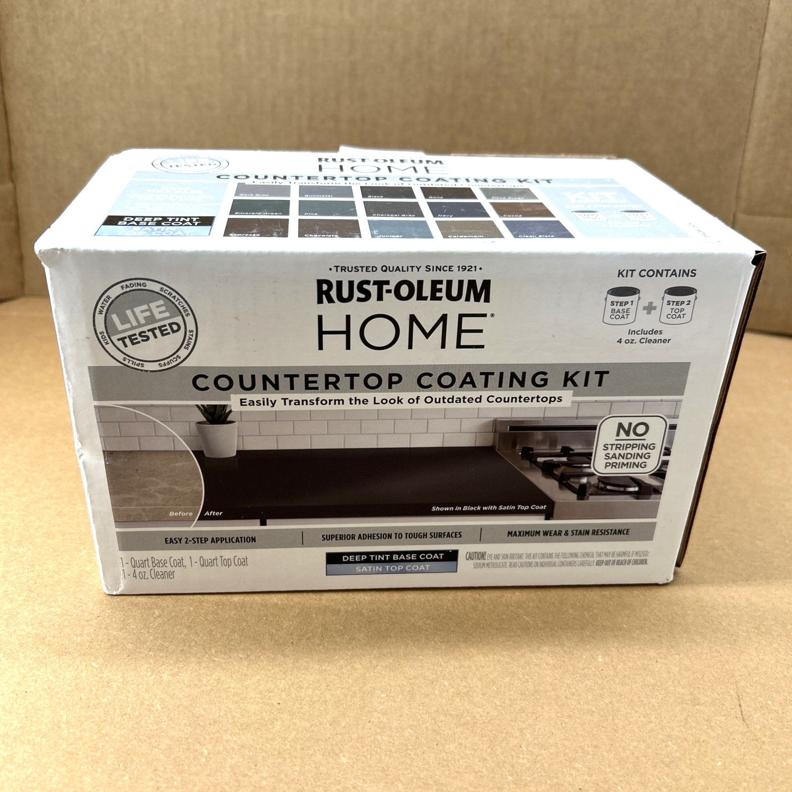 DEEP TINT COUNTERTOP COATING KIT RUSTOLEUM W/CLEANER & SATIN TOPCOAT