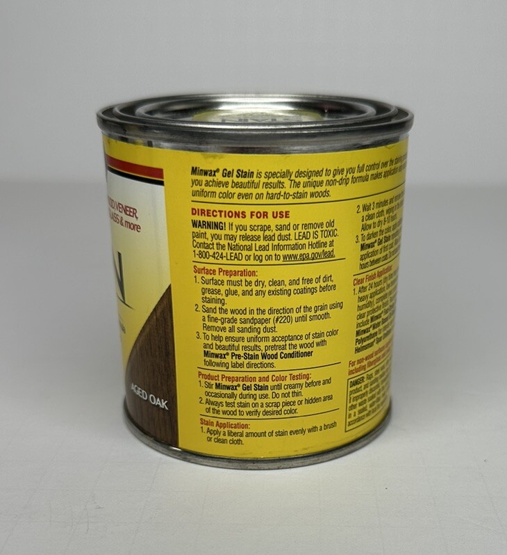 Minwax Gel Stain Aged Oak 1/2 Pint for Wood, Veneer, Fiberglass & More, NEW