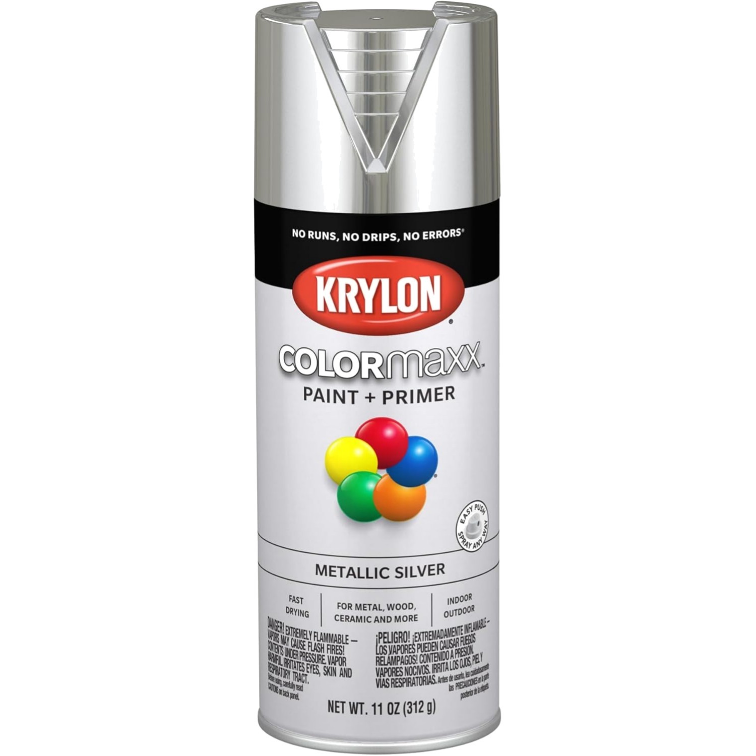 11oz Krylon COLORmaxx Fast-Drying Metallic Silver Spray Paint & Rust Protection