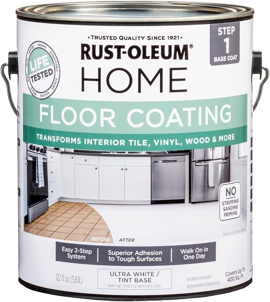 Rust-Oleum HOME Floor Coating, Ultra White Tint Base, Matte, 1 Gallon – 357671