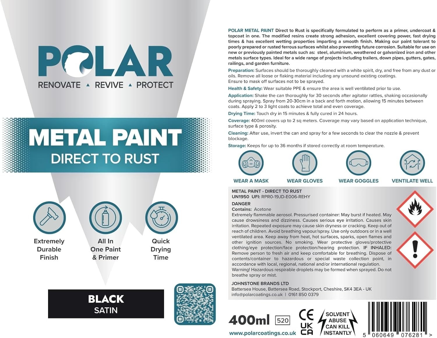 Satin Black Rust-Resistant Spray Paint – Quick Dry, 2 Pack for Outdoors