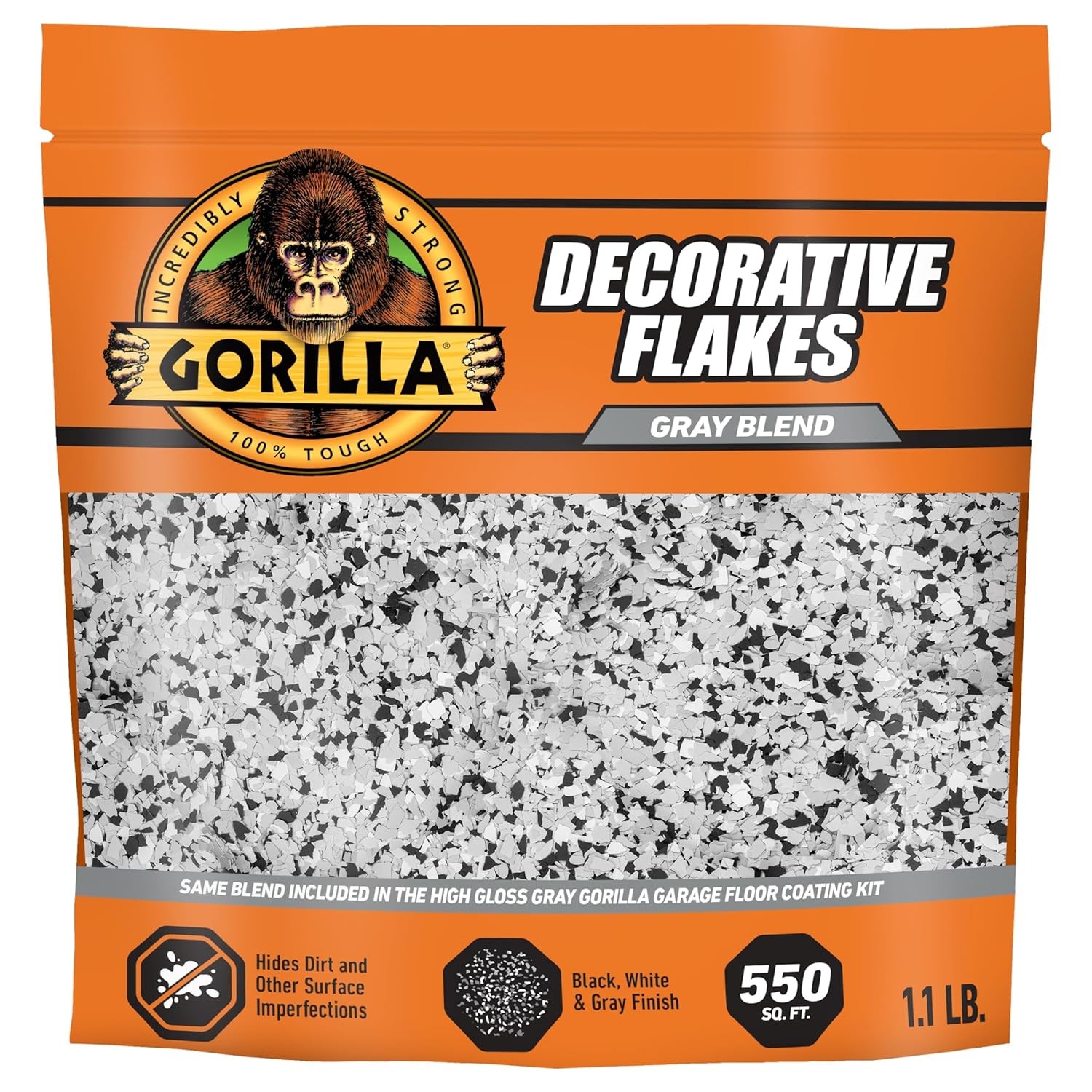 Gorilla Garage Epoxy Floor Flakes Gray Black White Blend Decorative Chips