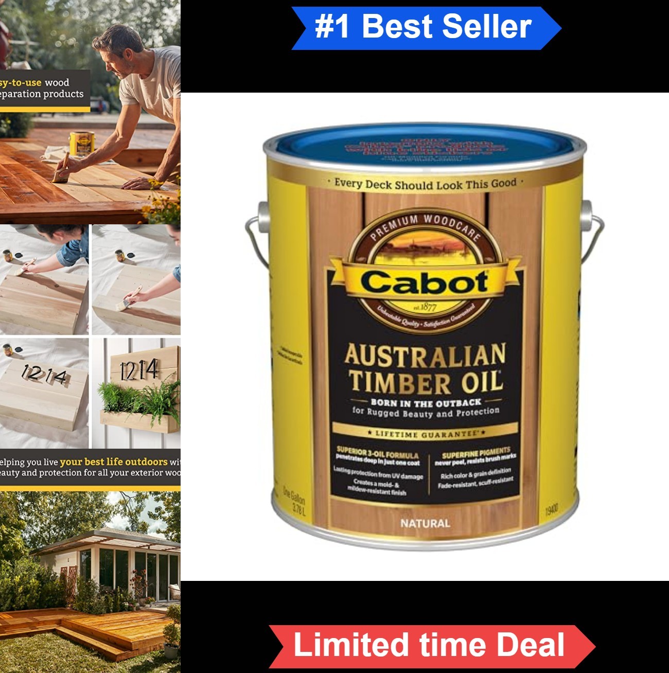Water Reducible Exterior Wood Stain Natural Gallon for Deck Siding Railings