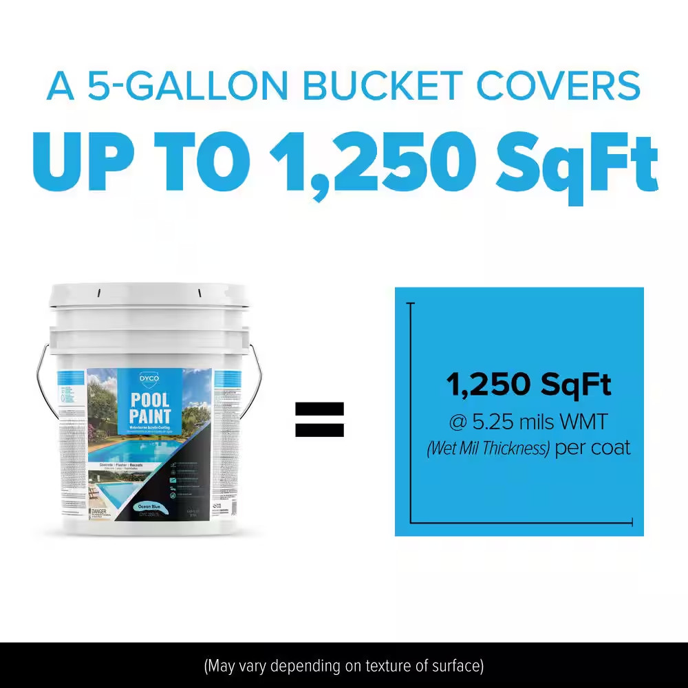 Pool Paint 5 Gal. 3151 Ocean Blue Semi-Gloss Acrylic Exterior Paint
