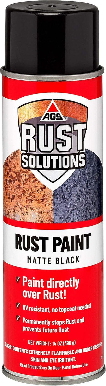 Rust Stop Spray Paint for Metal, 14Oz Aerosol Can – Matte Black Finish, Epoxy-Fo