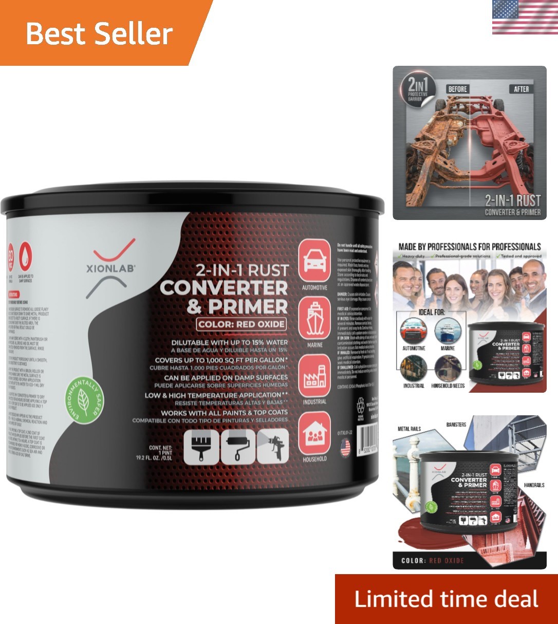 Water-Based Rust Converter & Primer – Non-Toxic, Low VOC, Works on Damp Surfaces