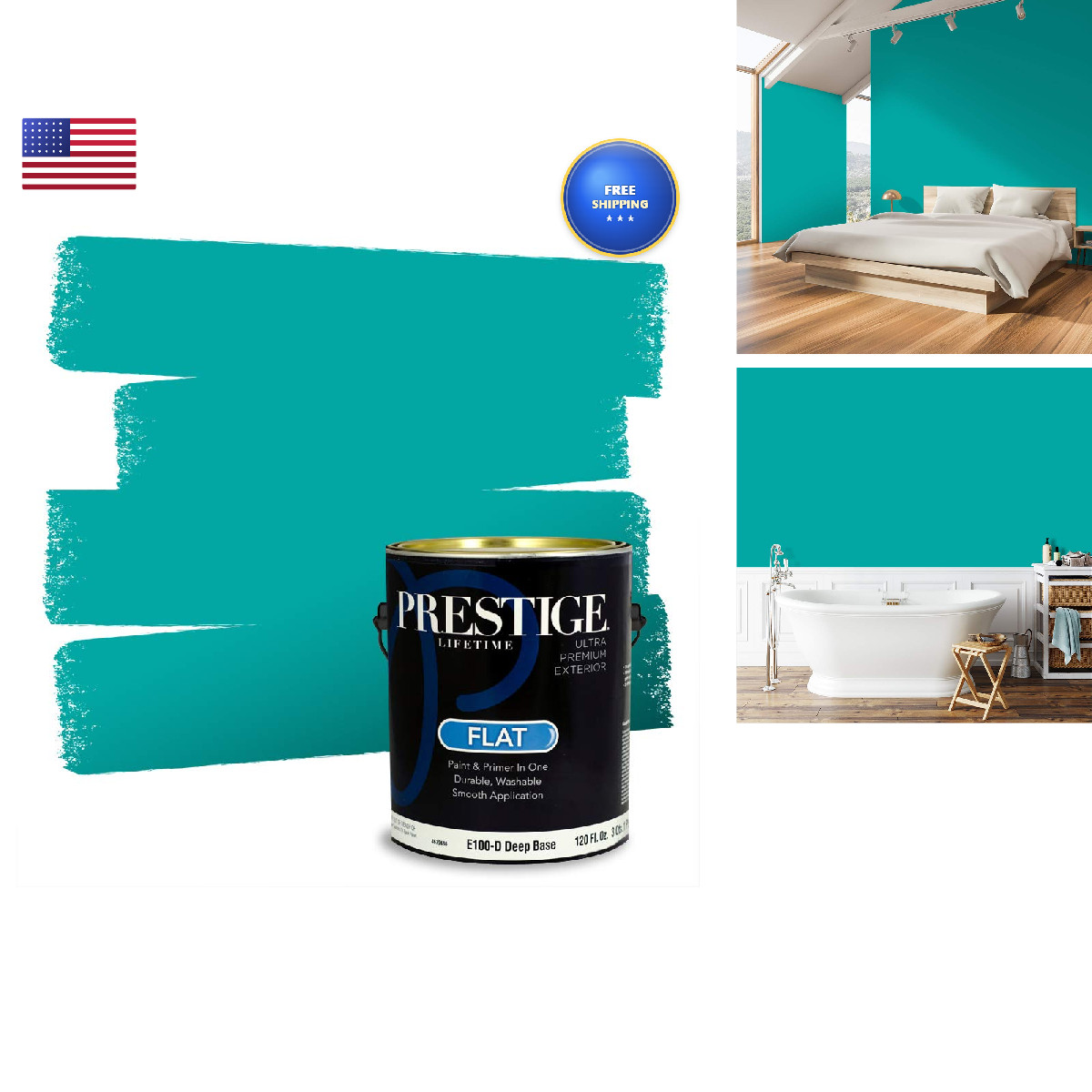 Prestige Paints E100-D-664Bm Paint And Premiumr In One 1 Gallon Poseidon