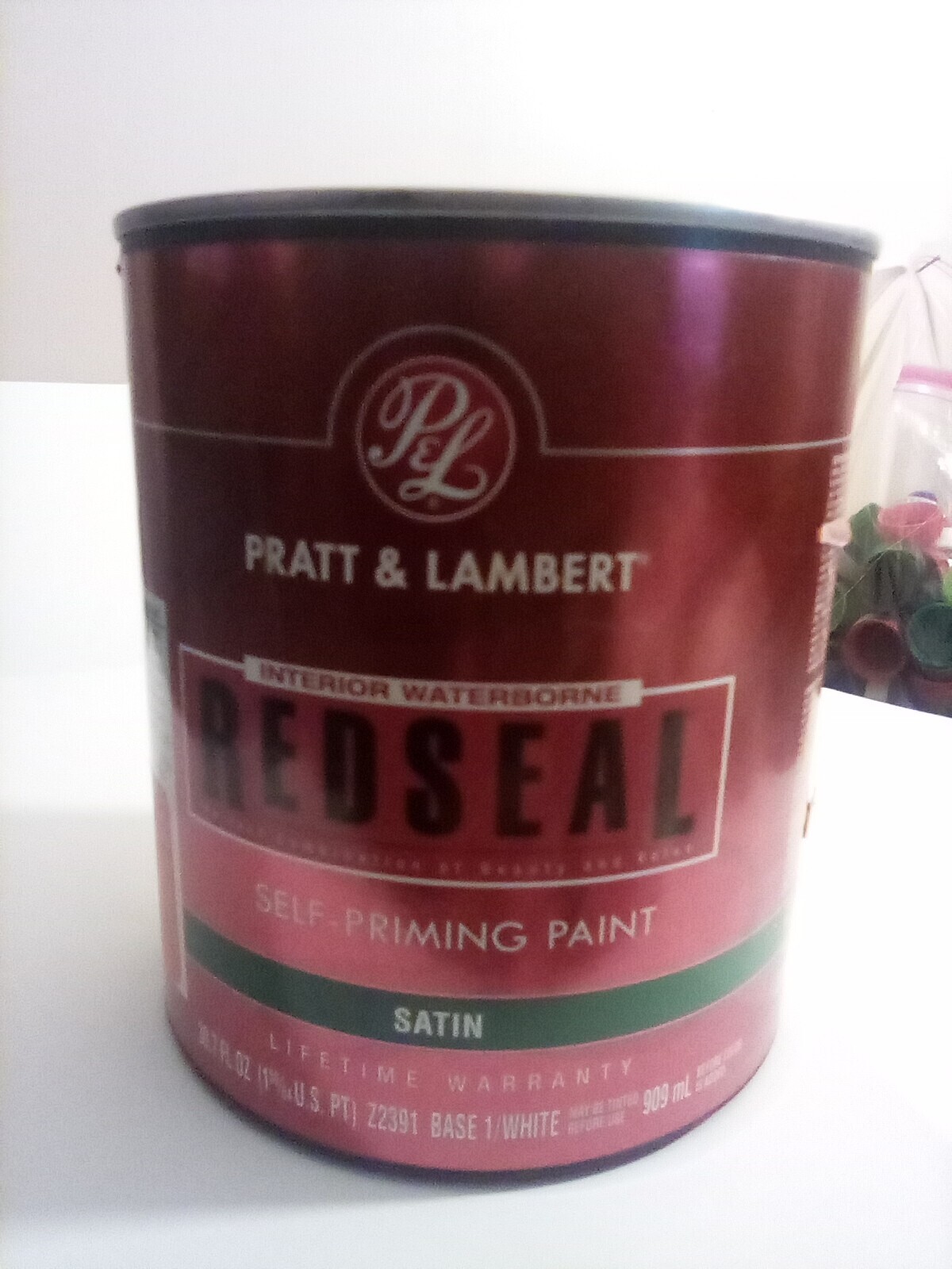 Pratt & Lambert 30.7Oz Red Seal White SATIN Interior Self Priming Paint FREE S&H