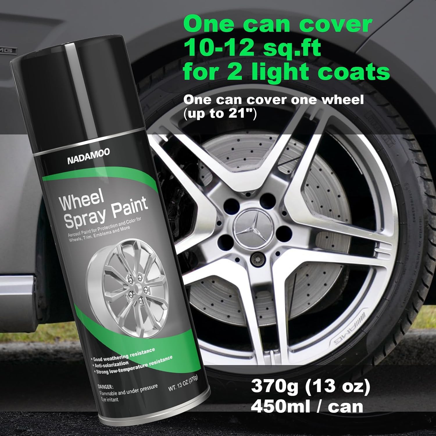NADAMOO Silvery Aluminum Wheel Spray Paint Car Rim Paint 2 Cans