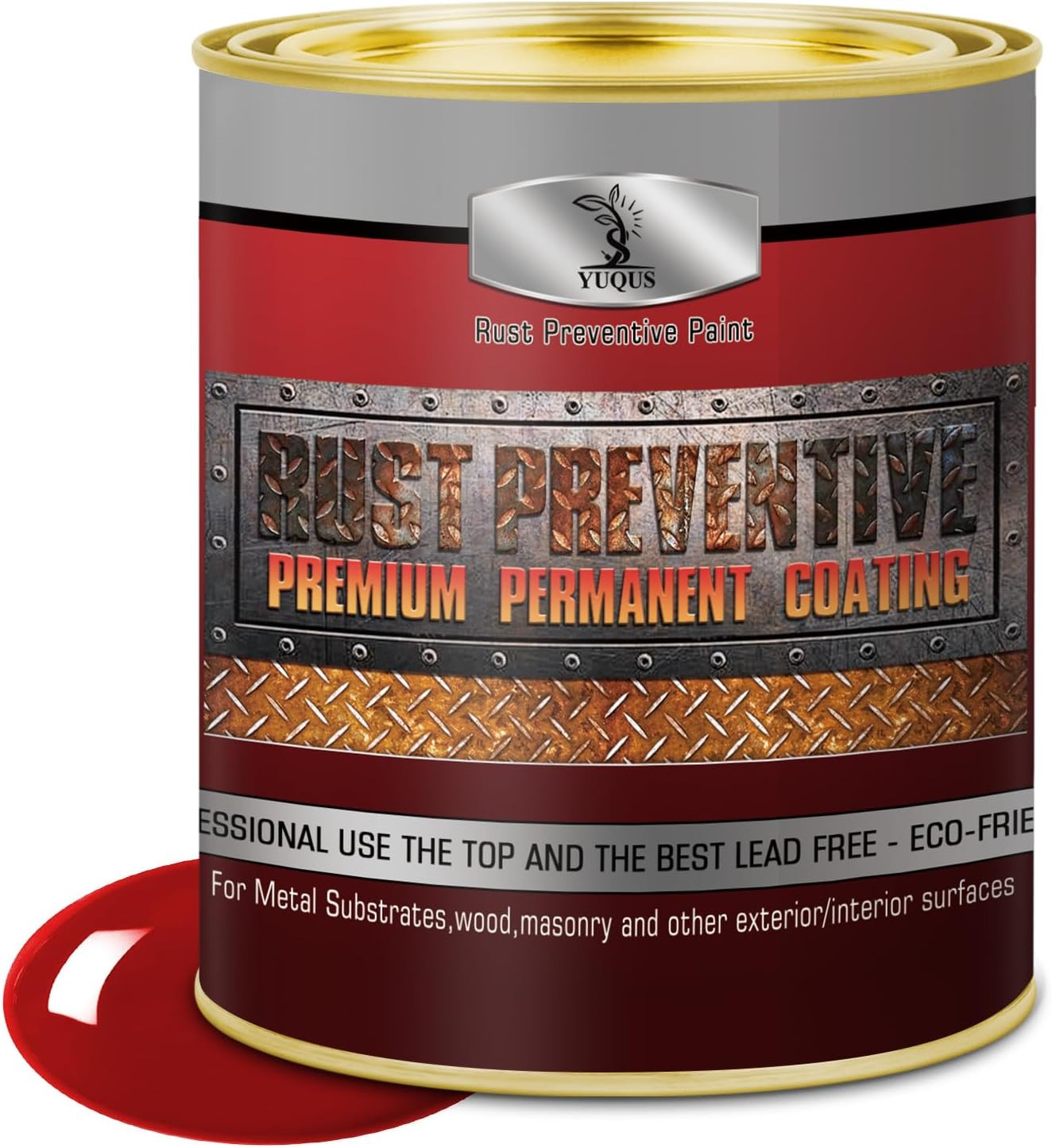 Water-Based Metal Anti-Rust Paint, High Gloss Red 16 Fl Oz, Metal Primer and Pro