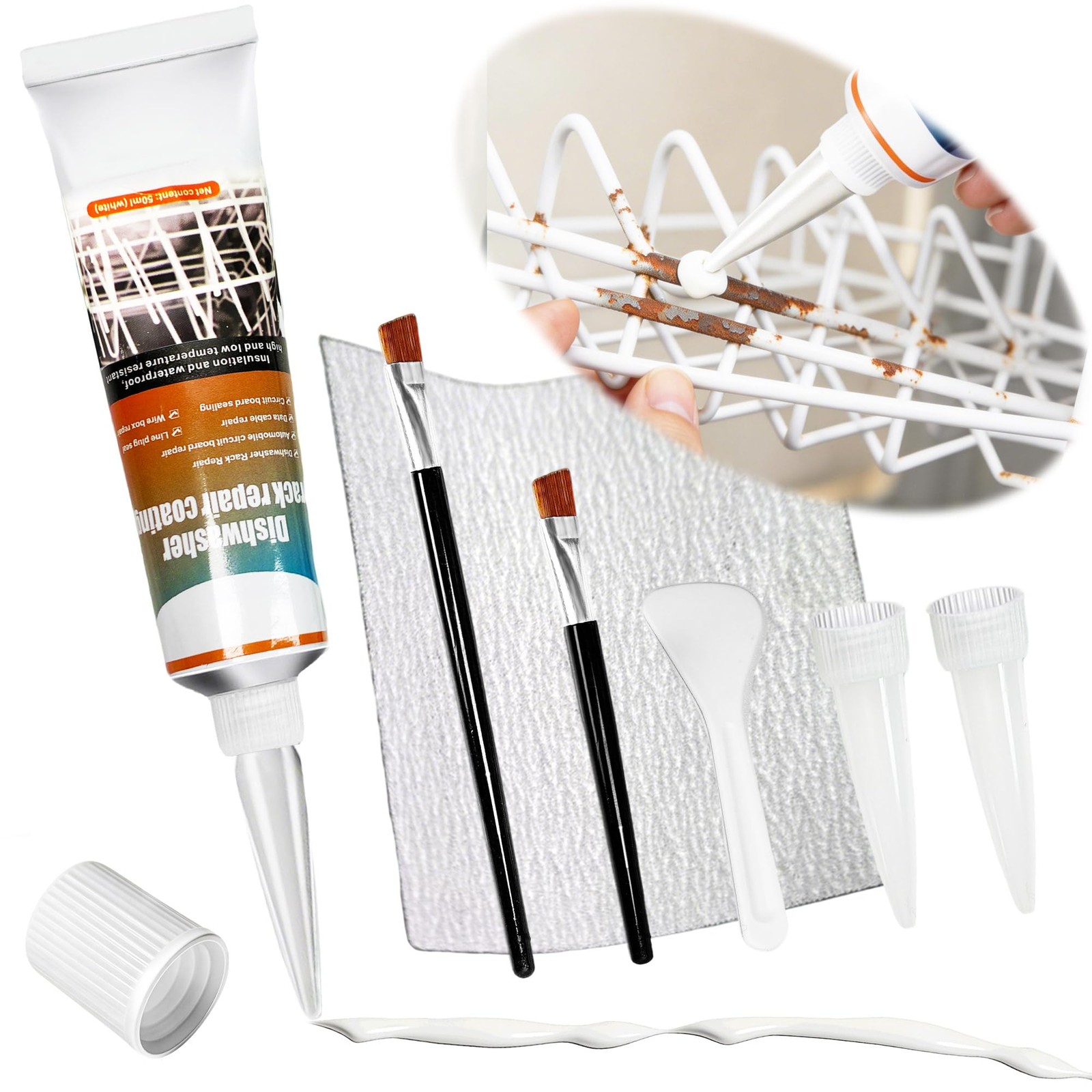 1.7oz White Dishwasher Rack Repair Paint, Food-Safe Rust Touch Up Coating Kit…