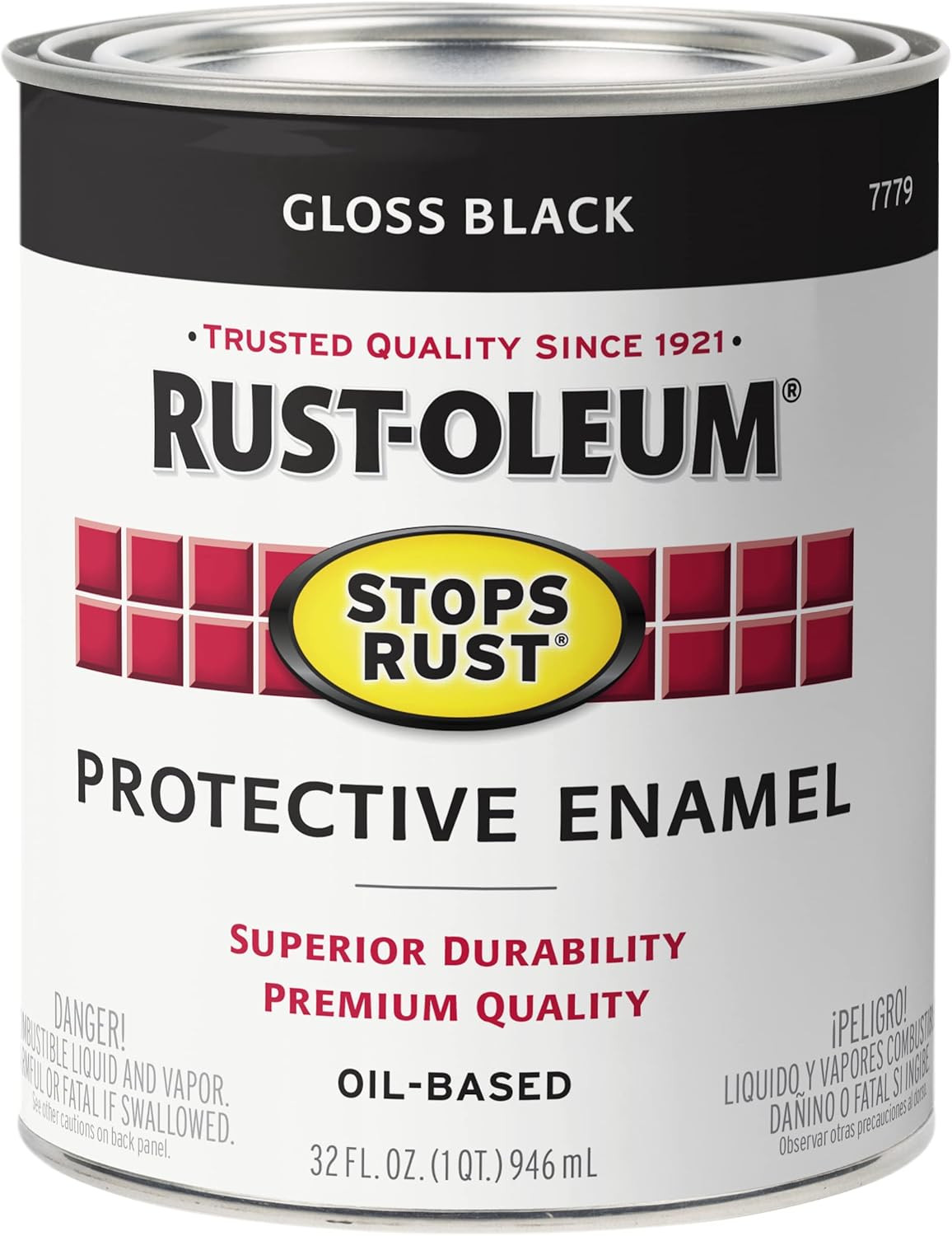 7779502-2PK Stops Rust Brush on Paint, Quart, Gloss Black, (Pack of 2)