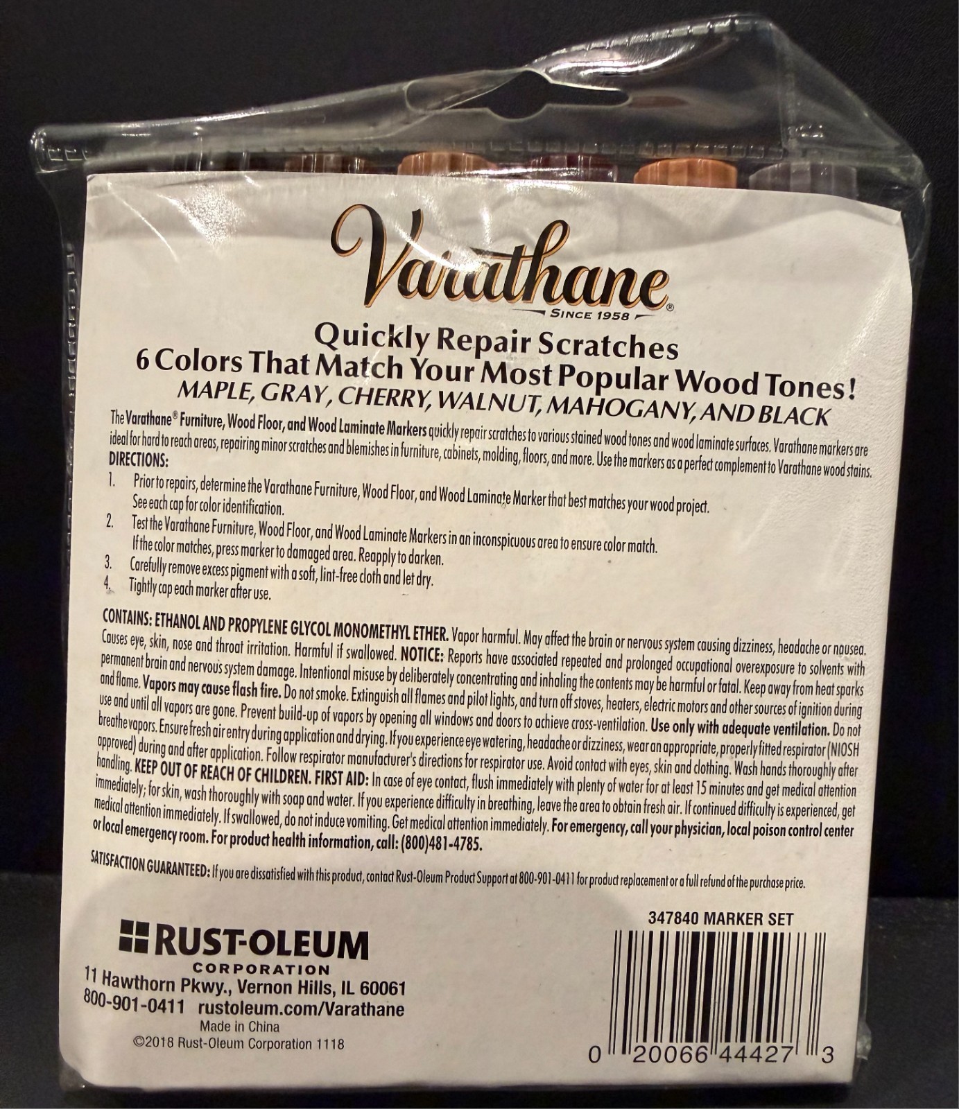 Varathane 347840 Wood Stain Warm Tone Touch-Up Marker Kit, Assorted Warm Tones