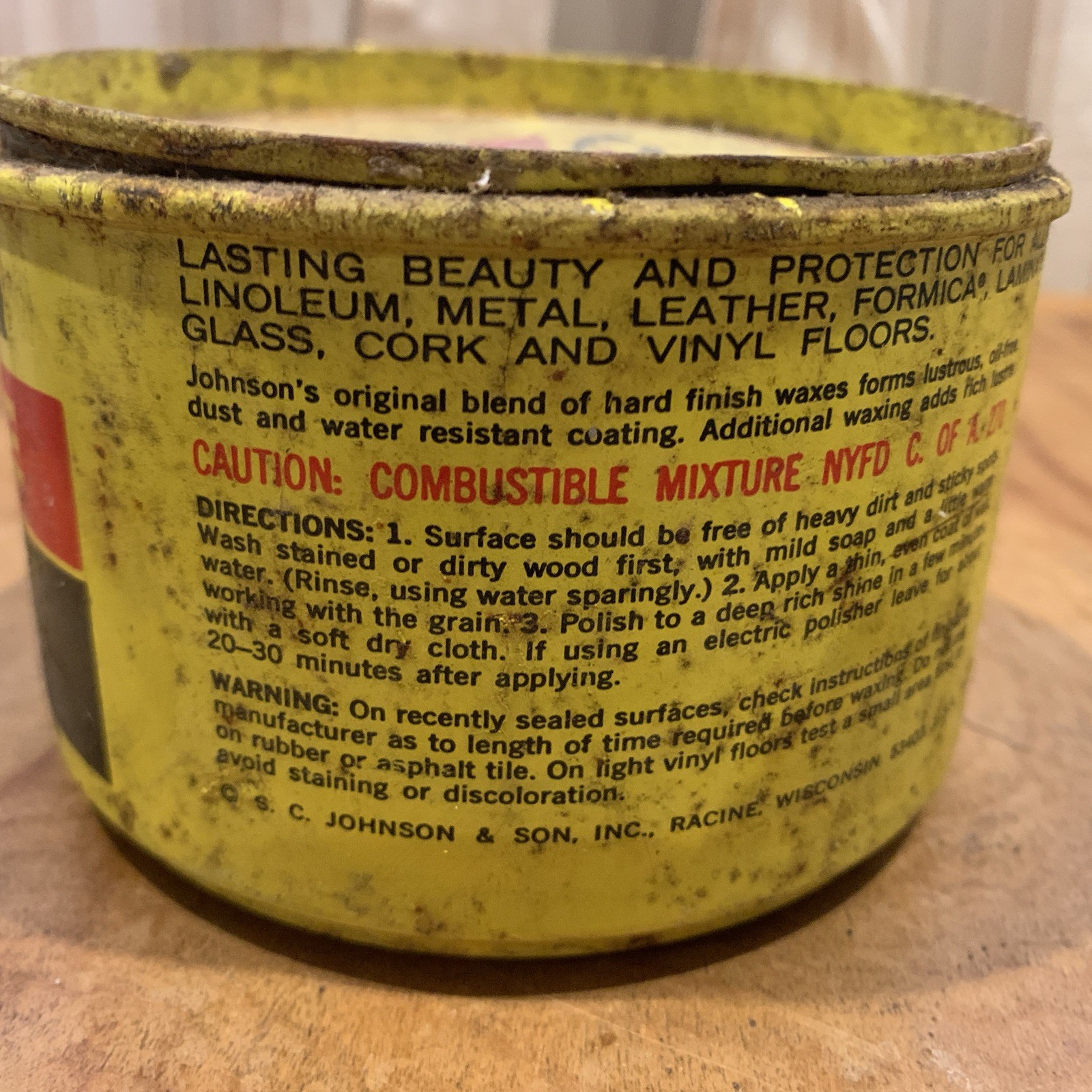 SC Johnson Paste Wax Vintage Original Formula 16oz Container 80% Full