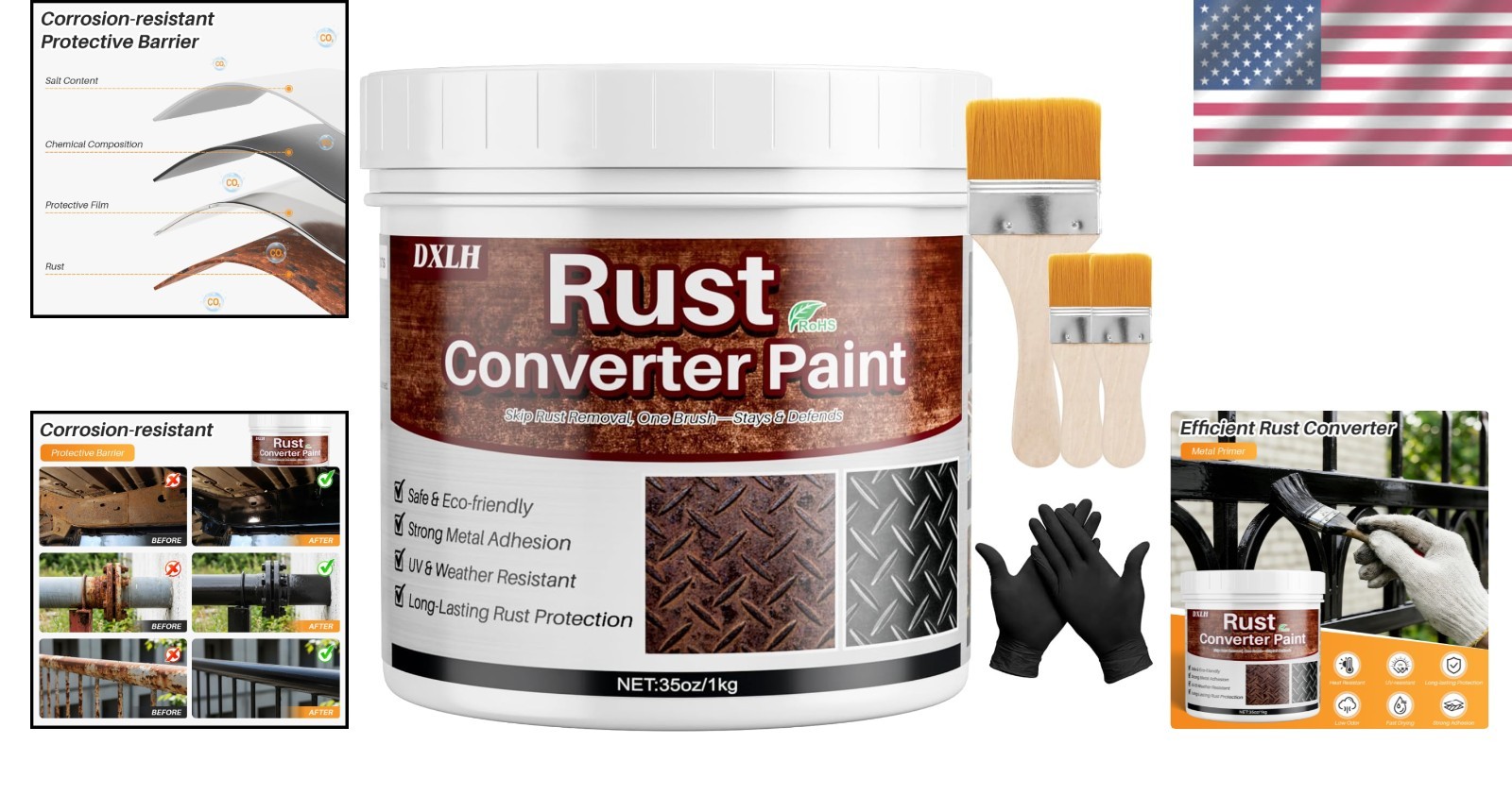 Heavy-Duty 35oz Rust Encapsulator & Primer – Fast-Drying Black Paint for Metal
