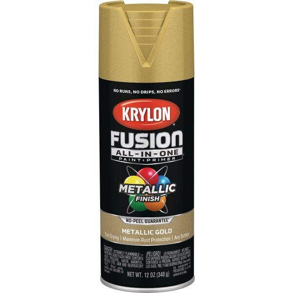 (6)-Krylon Fusion All-In-One Metallic Spray Paint & Primer, Gold Model:K02770007