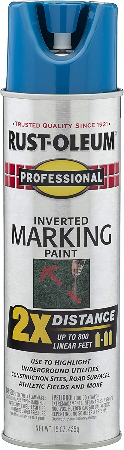 Rust-Oleum 266575 Inverted Marking Spray Paint, 15 oz, Caution Blue, 1 Pack