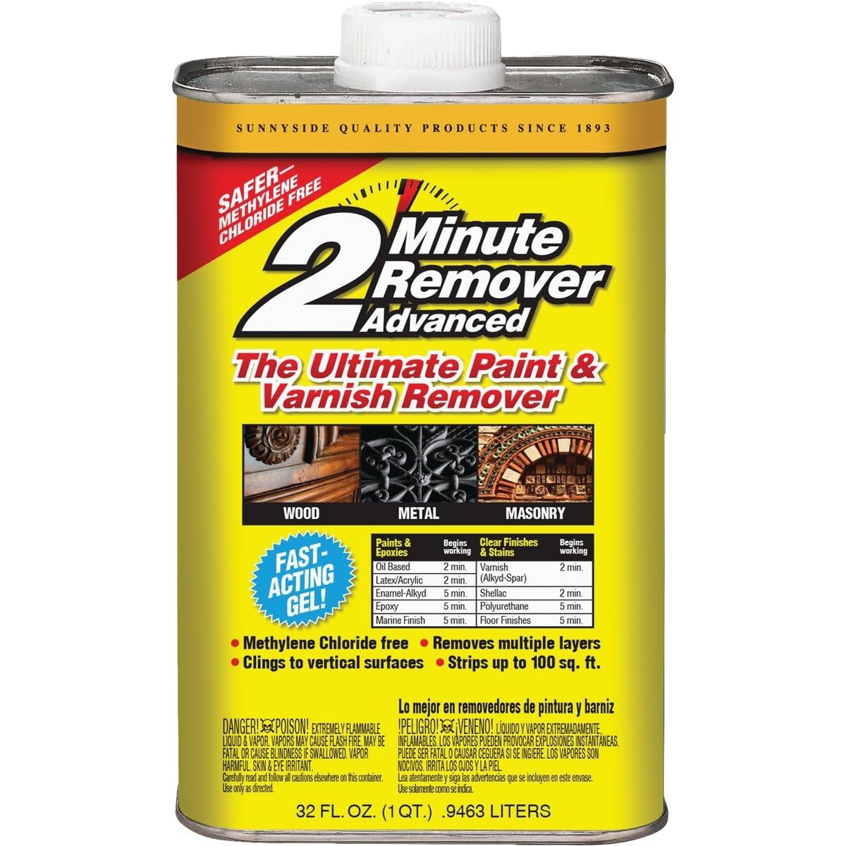 Sunnyside 63432 2-Minute 32 Fl Oz (Pack of 1), 2 Minute Remover Advanced Gel