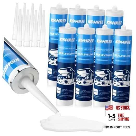 RV Roof Sealant Pack, Self-Leveling Lap Sealant White, RV Caulking Exterior 8