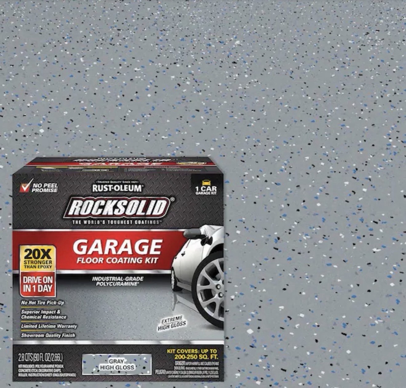 Rust-Oleum RockSolid 1 Car Garage Floor Kit – 90 oz. – Gray Polycuramine