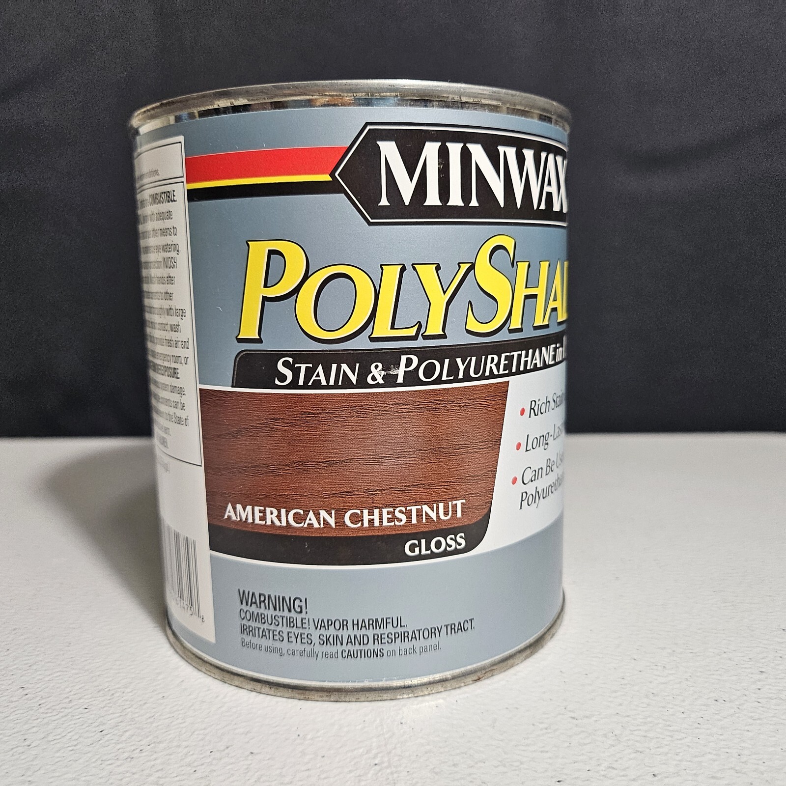 Minwax 21390 Polyshades AMERICAN CHESTNUT GLOSS Stain & Polyurethane 1Qt NEW