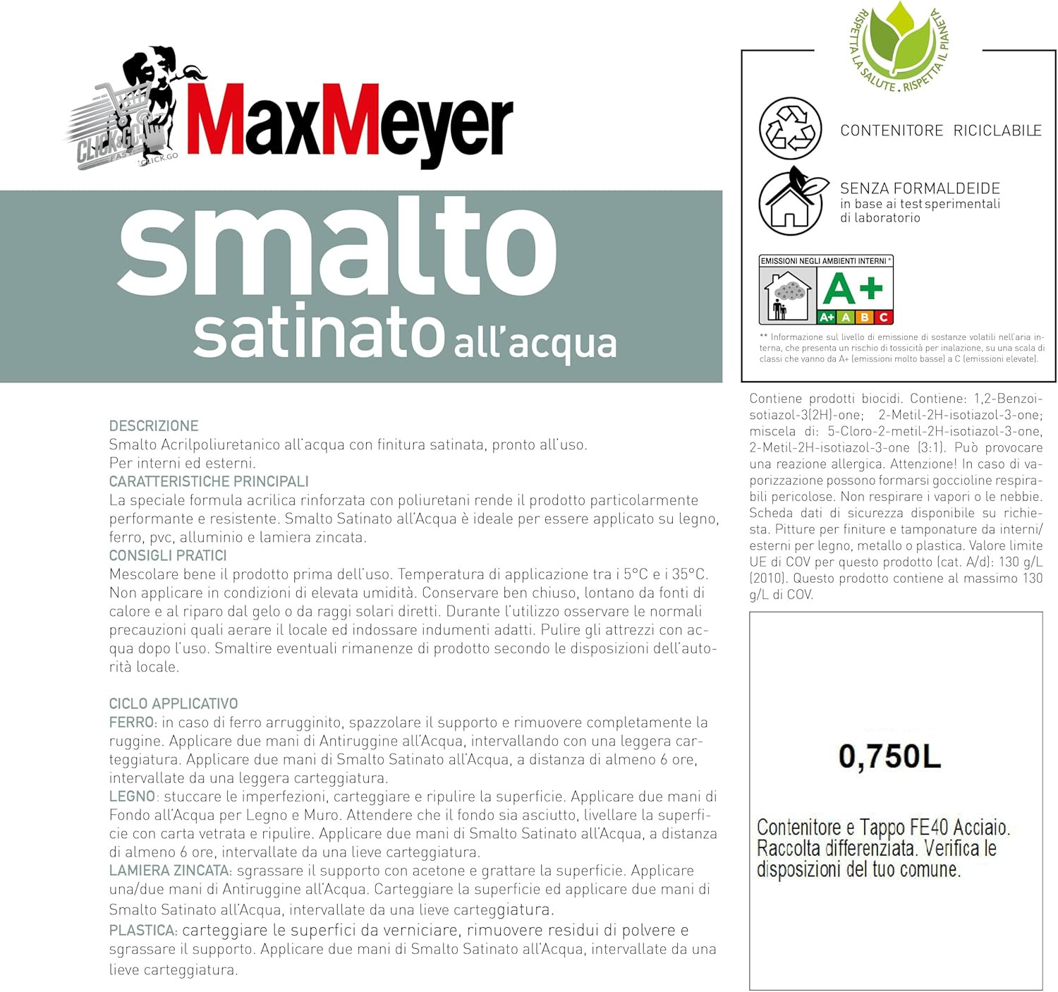 Maxmeyer Satin Polyurethane Water Enamel Wood Paint Iron 750ml