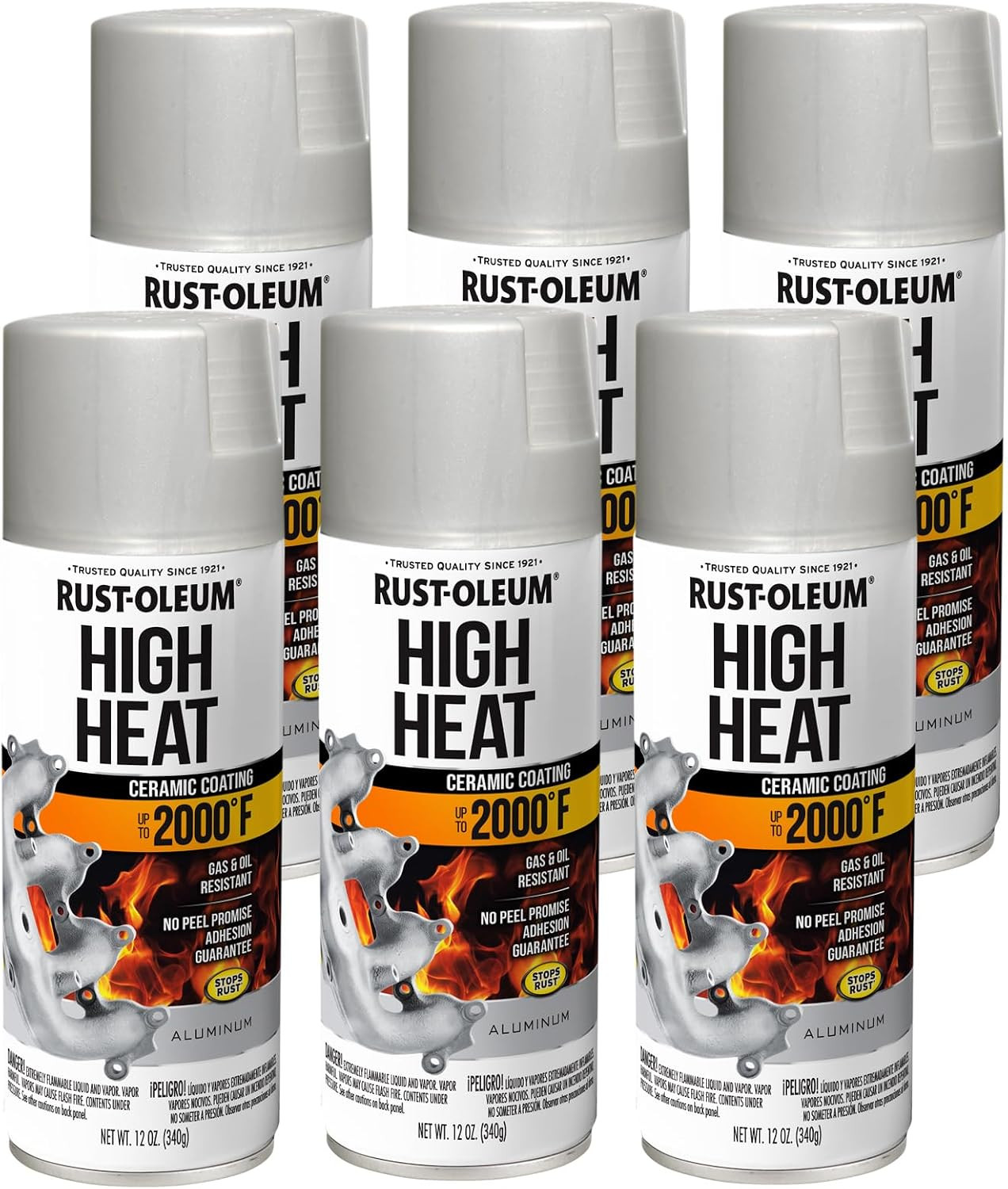 248904-6PK Automotive High Heat Spray Paint, Flat Aluminum 12 Ounce, 6 Pack