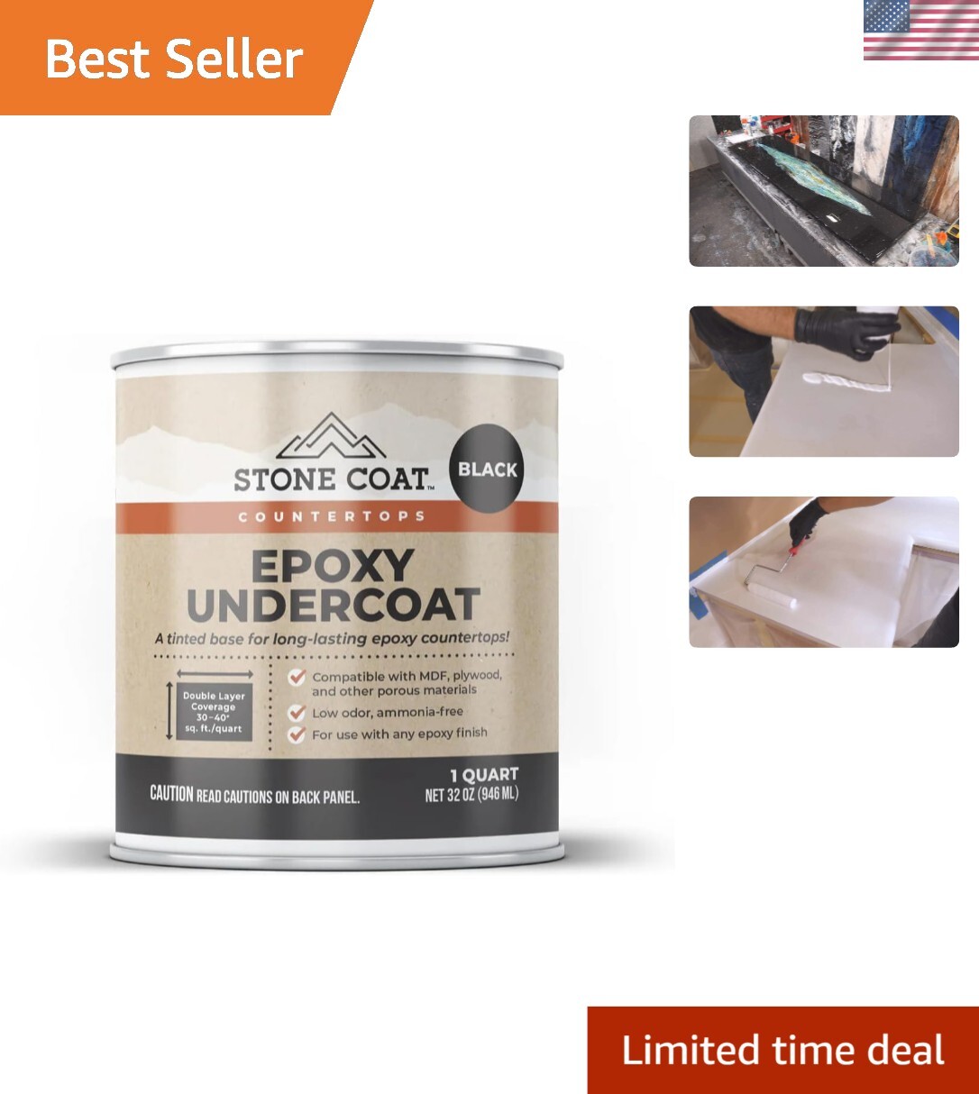 High-Bond Epoxy Undercoat 1 Quart – Non-Toxic Gloss Primer for Diverse Surfaces