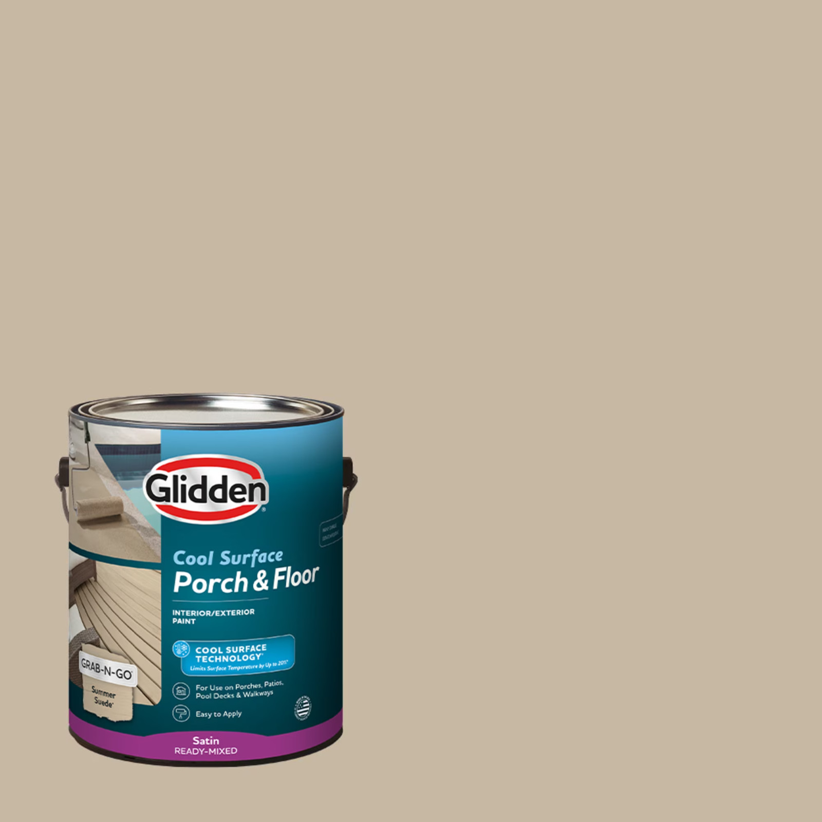 Glidden Glidden Porch, Floor Satin Interior/Exterior Paint, Summer Suede, 1 Gal