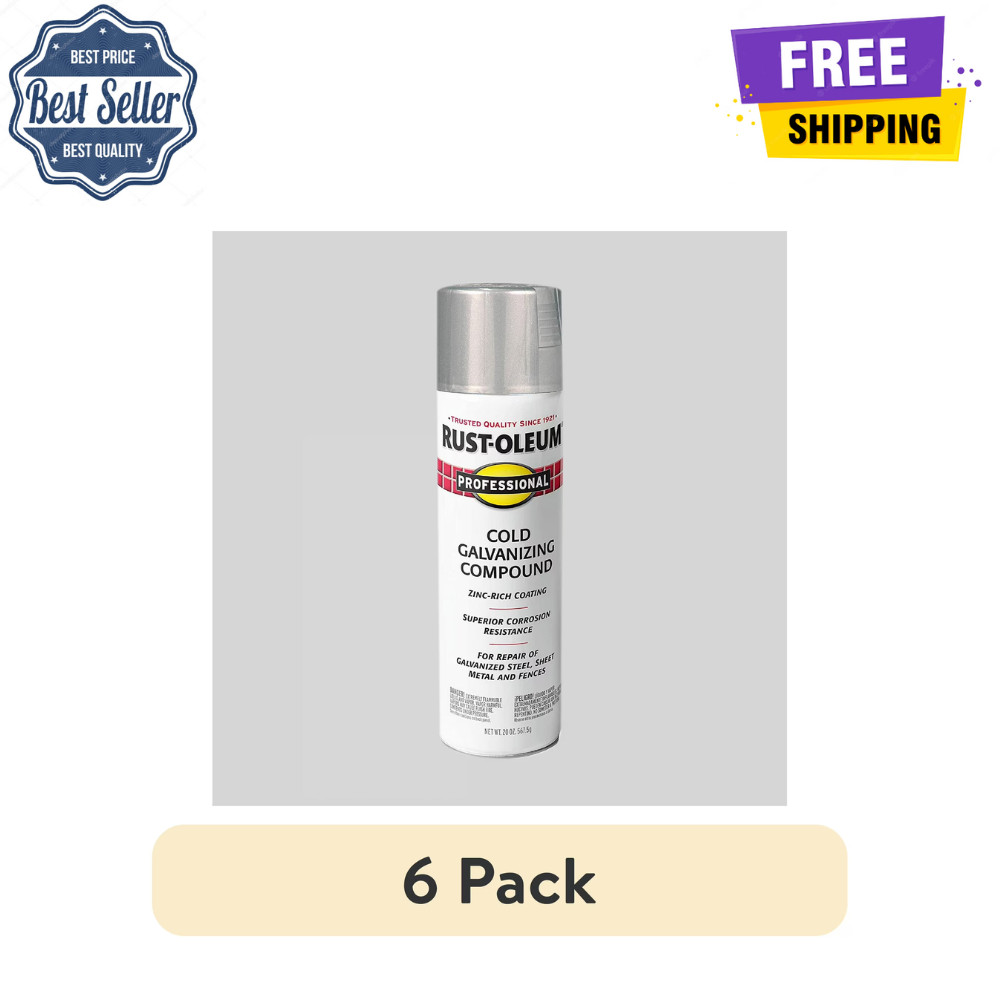 (6 Pack) Cold Gray, Rust-Oleum Professional Galvanizing Compound Spray, 20 oz