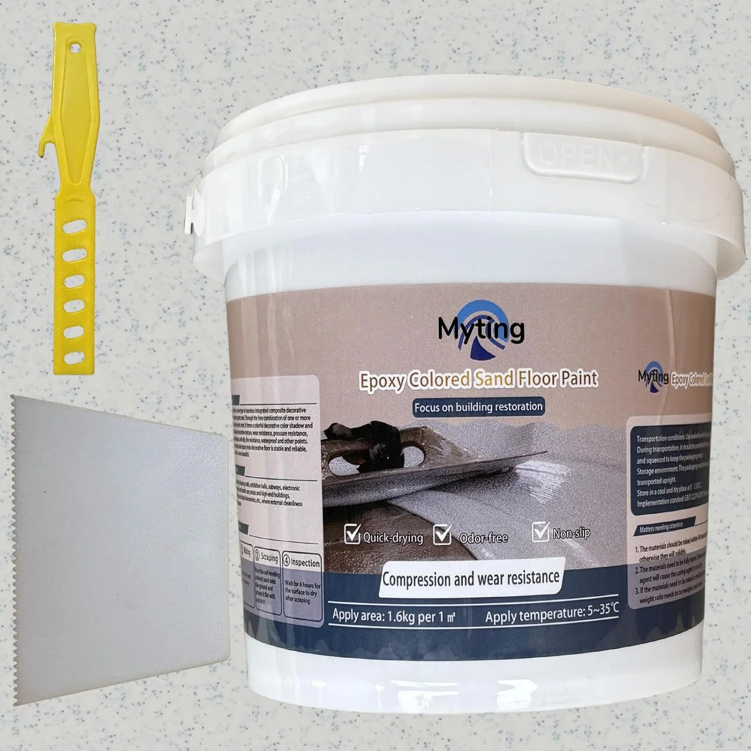 Epoxy Floor Paint High Gloss Marble Effect Coating Non Slip Wear Resistant 35OZ