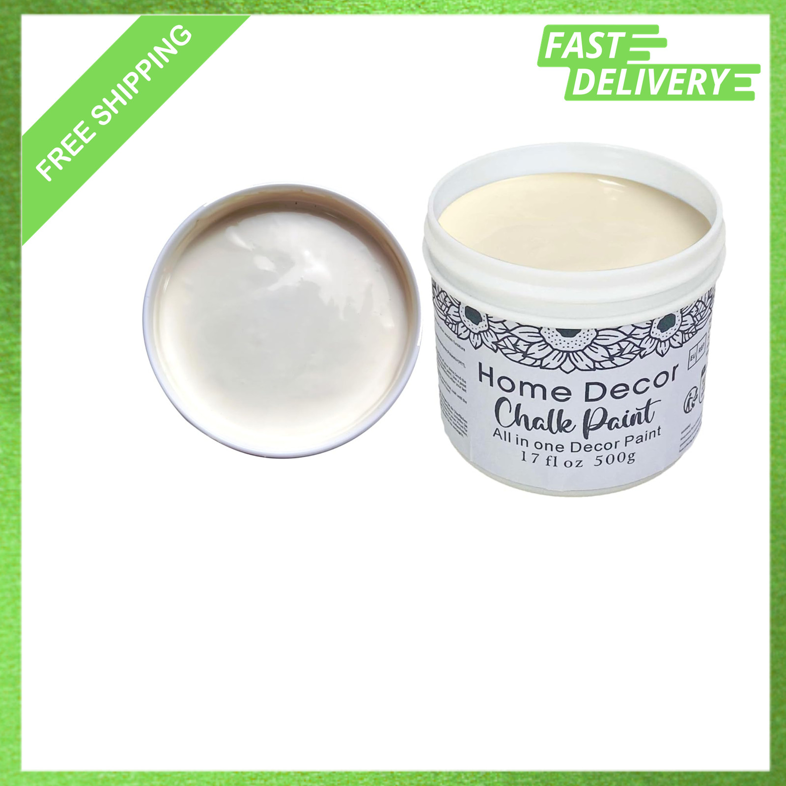 17OZ Furniture Paint Cream White Matte Finish Wood Cabinet Chalk Paste Odorless
