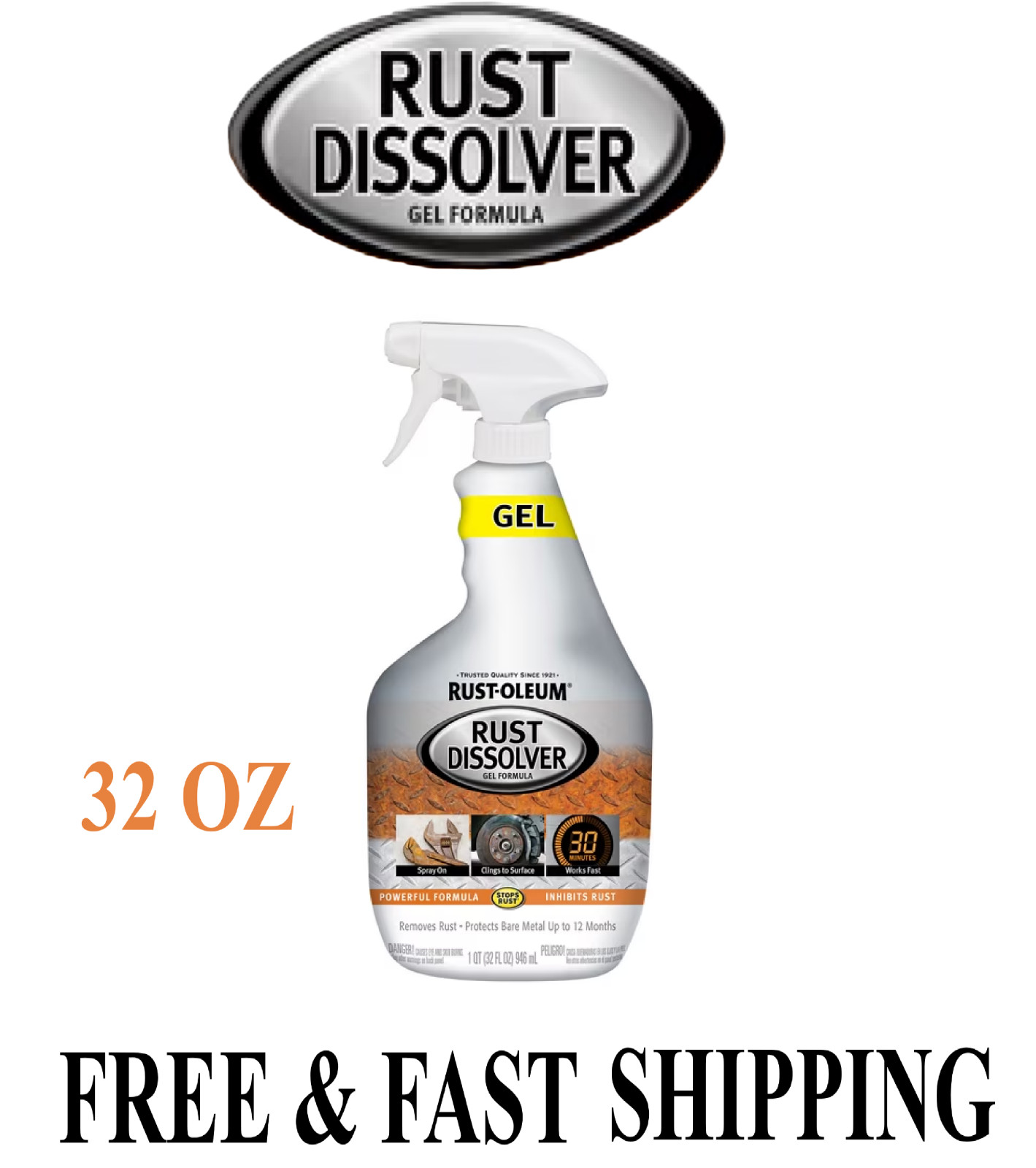 Rust-Oleum Rust Dissolver Gel Spray-300112, 32 oz rust remover