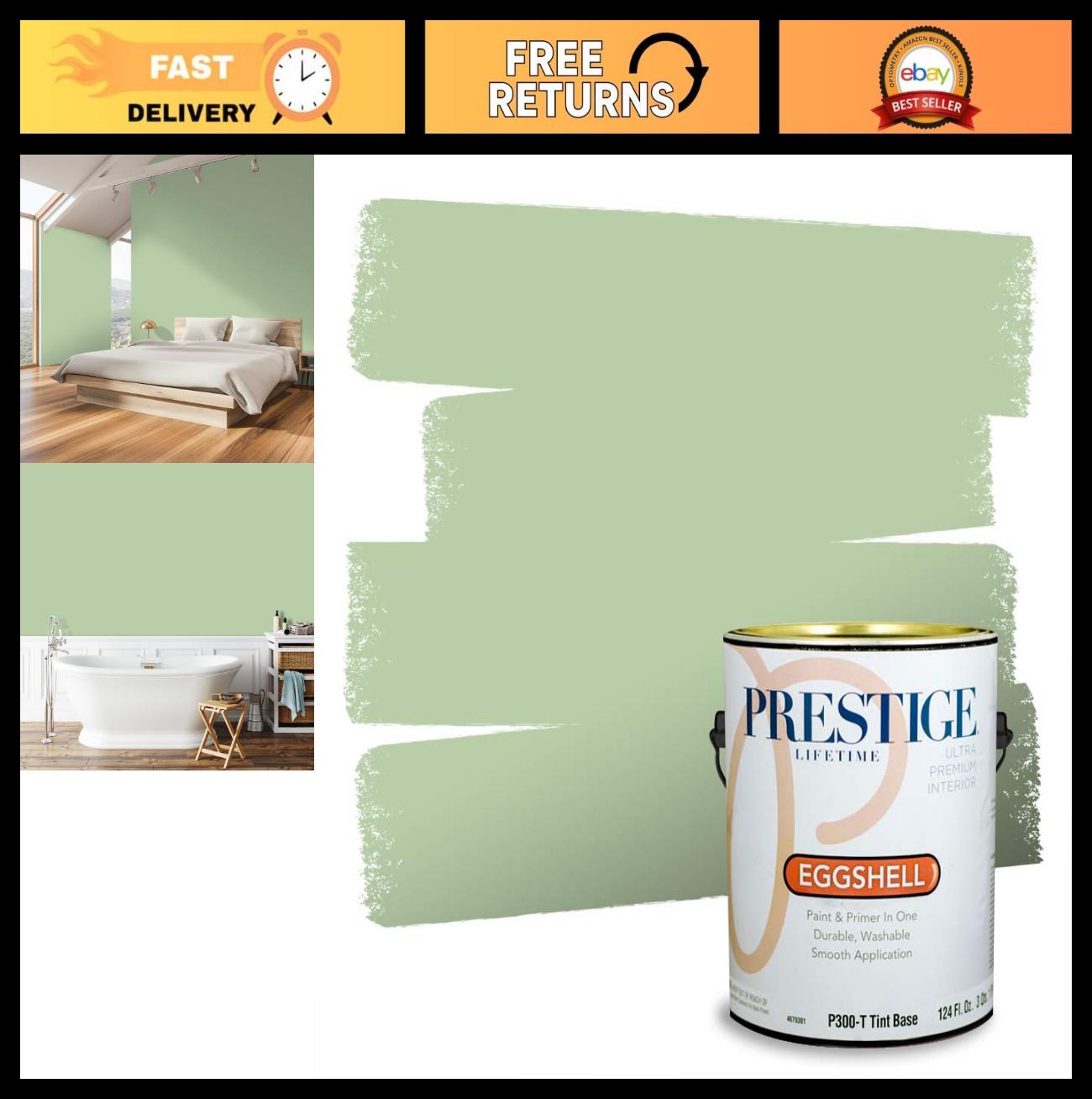 Interior Paint & Primer in One – Cucumber Salad, Eggshell Finish, 1 Gallon