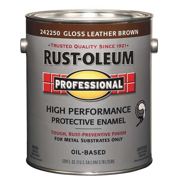 Rust Oleum Professional Paint Leather Brown Gloss Oil Based Metal Enamel 1 Gal