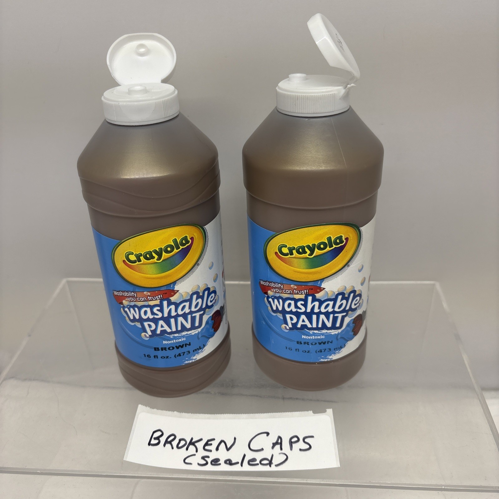 2 X Crayola 5420165507 16 oz Washable Paint – Brown New ** DAMAGED LIDS ** (B65