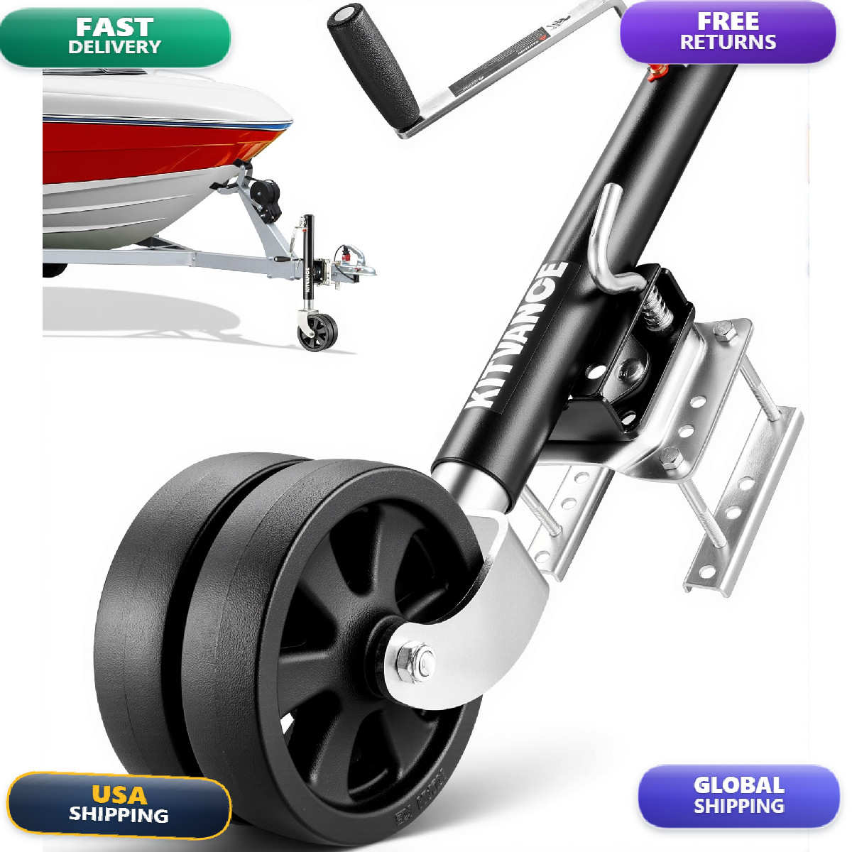 Durtschi Upgraded 2000 Lbs Boat Trailer Jack 8 Dual Wheels- Heavy Duty Boat