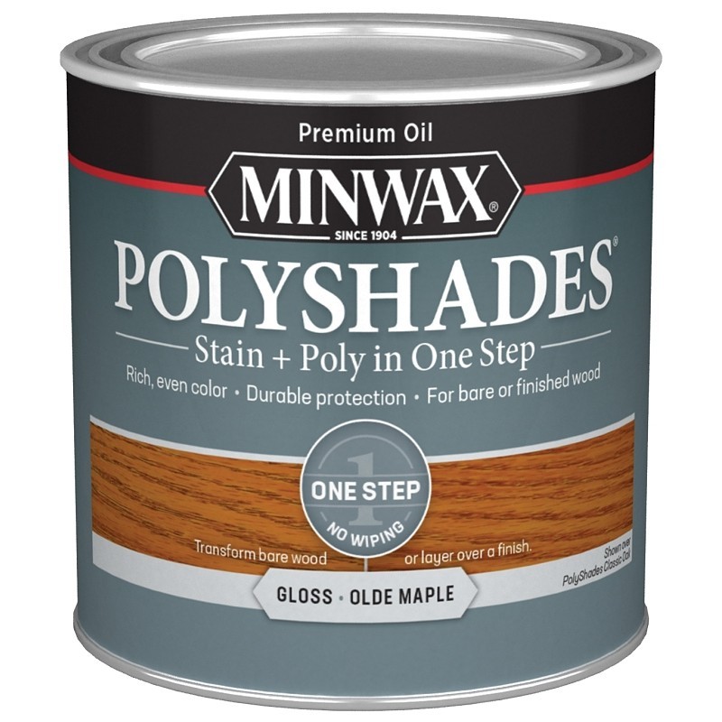 Minwax 214304444 Waterbased Polyurethane Stain, Gloss, Liquid, Olde Maple, 0.5 p