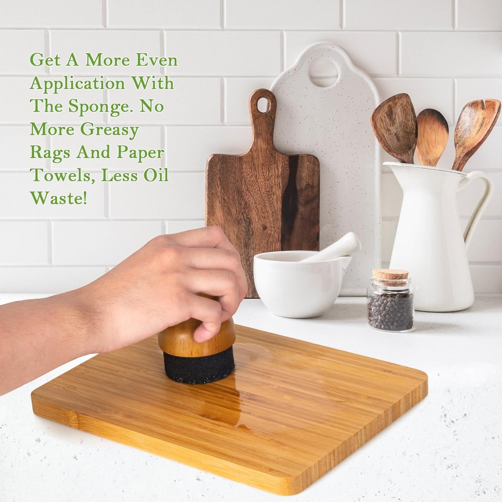 Cutting Board Oil Wax Applicator, Wood Brush for Food Grade Mineral Oil